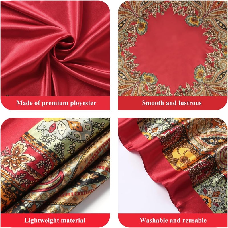VBAEI 35” Large Square Satin Head Scarf - 1Pcs Satin Hair Scarf Silk Bandana Head Wraps For Women - Image 4